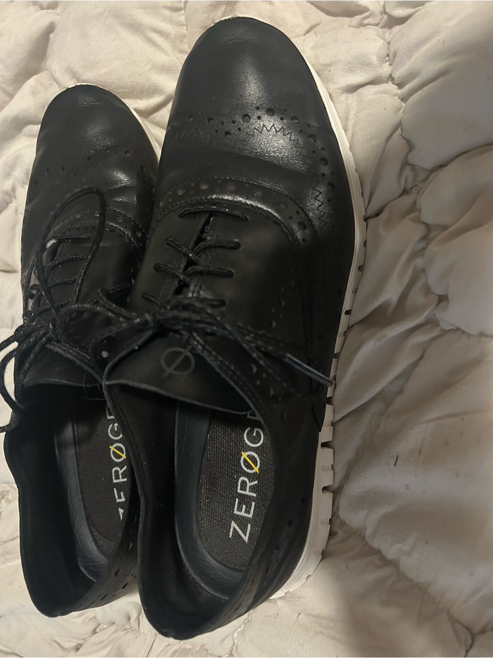 Women’s Cole Haan Zero Gravity Black Leather Wingtip Sneaker